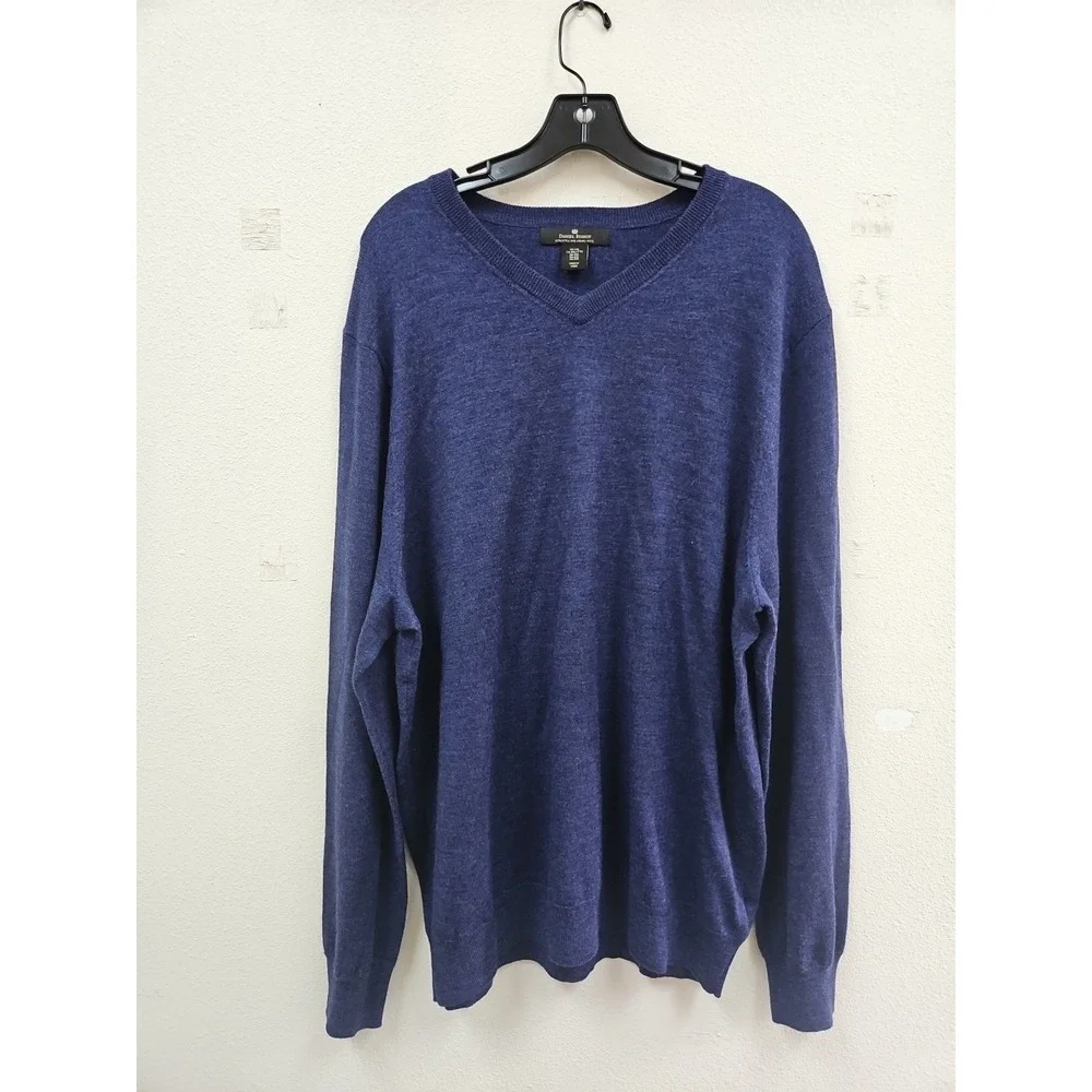 Daniel Bishop Mens XXL 100% Extra Fine Merino Wool V-Neck Sweater